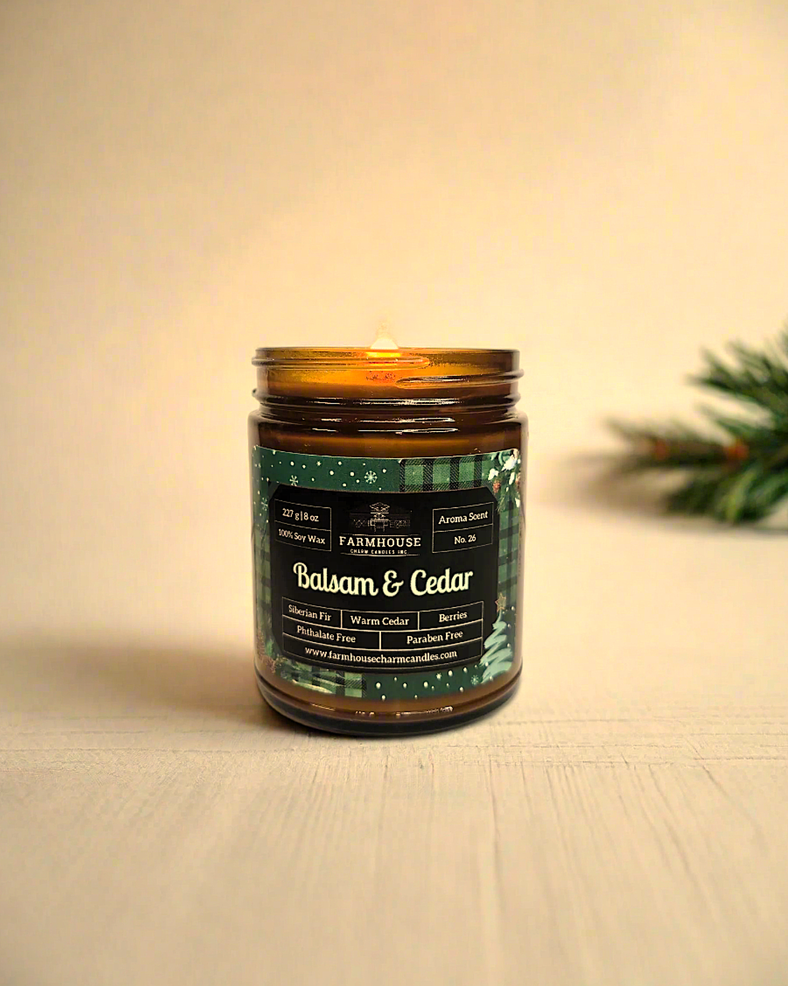 Balsam & Cedar Soy Candle – Wooden Wick, Eco-Friendly Soy Wax, Clean Burn