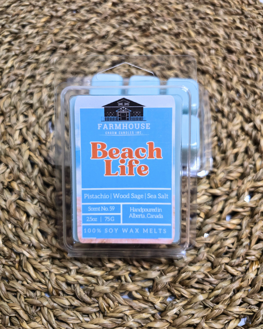 Welcome to Beach Life Soy Wax Melts 🏖️ Dive into relaxation with a delightful blend that encapsulates the essence of summer days spent by the shore. Let the refreshing scent of Pistachio, Wood Sage, and Sea Salt transport you back to carefree beach adventures, where the salty breeze and warm sun kissed your skin. "Beach Life Soy Wax Melts is a nostalgic journey back to carefree summers, where the sun, sand, and sea come together to create unforgettable memories.