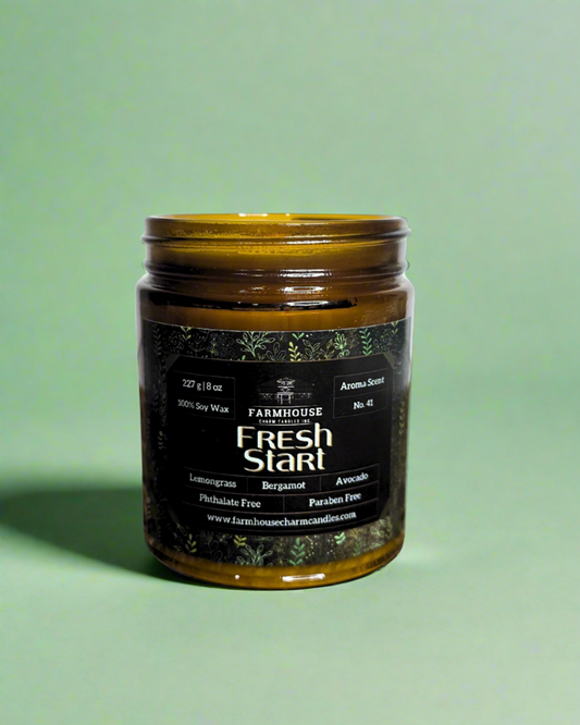 Discover the joy of fresh beginnings with Fresh Start Soy Candle - Aroma Scent No. 41. Imagine the invigorating aroma of lemongrass, the citrusy zest of bergamot, and the creamy smoothness of avocado filling your home. It’s like a warm hug that lifts your mood and sparks feelings of optimism and renewal. www.farmhousecharmcandles.com