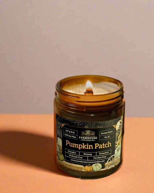 Capture the essence of fall with our Pumpkin Patch Soy Candle, a delightful blend of pumpkin, nutmeg, and cinnamon that brings the warmth and comfort of the season right into your home.

Here's why you'll love adding this autumn gem to your collection:
Warm Pumpkin Aroma: Immerse yourself in the comforting scent of spiced pumpkin, perfectly balanced with the rich, earthy notes of nutmeg and cinnamon. It's like stepping into a cozy autumn kitchen, where the air is filled with the sweet and spicy fragrance