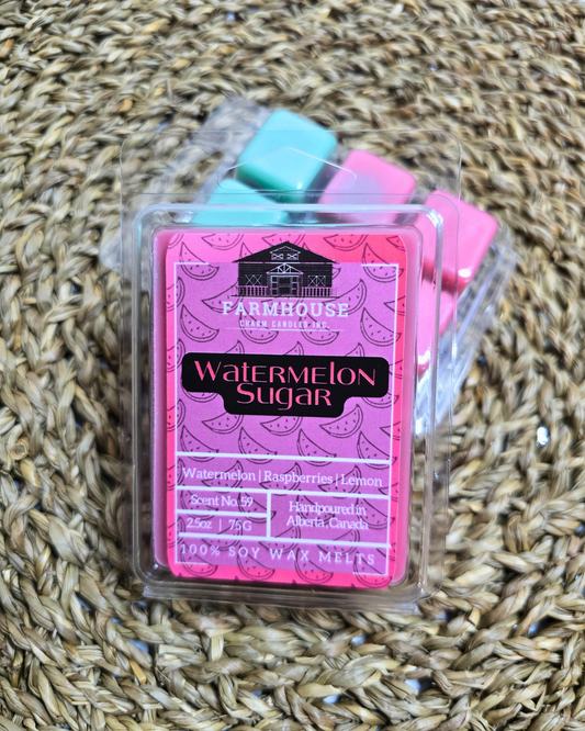 Relive the sweet memories of summer with our newest blend - Watermelon Sugar Soy Wax Melts! This delightful scent is a perfect mix of juicy watermelon, sweet raspberries, and zesty lemon, whisking you away to sunny days and cool, refreshing treats.